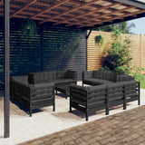 vidaXL 13-delige Loungeset met grijze kussens grenenhout
