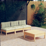 vidaXL 4-delige Loungeset met grijze kussens grenenhout