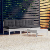 vidaXL 4-delige Loungeset met grijze kussens grenenhout