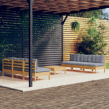 vidaXL 7-delige Loungeset met grijze kussens grenenhout