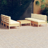 vidaXL 7-delige Loungeset met grijze kussens grenenhout