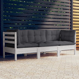 vidaXL Banque de Jardin 3 places avec des coussins gris massifs à Grenenhout