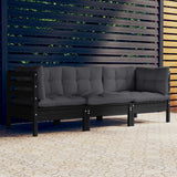 vidaXL Banque de Jardin 3 places avec des coussins gris massifs à Grenenhout