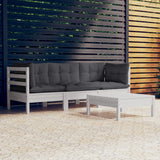 vidaXL 4-delige Loungeset met grijze kussens grenenhout