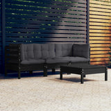 vidaXL 4-delige Loungeset met grijze kussens grenenhout