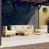 vidaXL 6-delige Loungeset met grijze kussens massief grenenhout