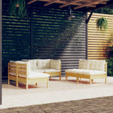 vidaXL 6-delige Loungeset met grijze kussens grenenhout