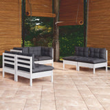 vidaXL 6-delige Loungeset met grijze kussens grenenhout