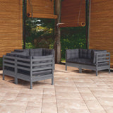vidaXL 6-delige Loungeset met grijze kussens grenenhout