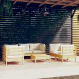 vidaXL 7-Piece Lounge Set with Grey Cushions Pine Wood