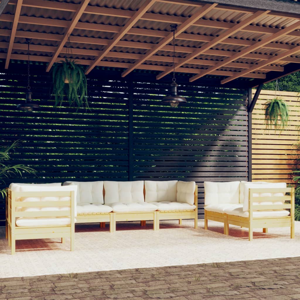 vidaXL 7-delige Loungeset met grijze kussens grenenhout