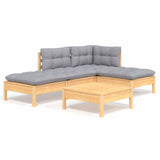 vidaXL 5-delige Loungeset met grijze kussens grenenhout
