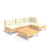 vidaXL 5-delige Loungeset met grijze kussens grenenhout