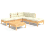 vidaXL 6-delige Loungeset met grijze kussens grenenhout