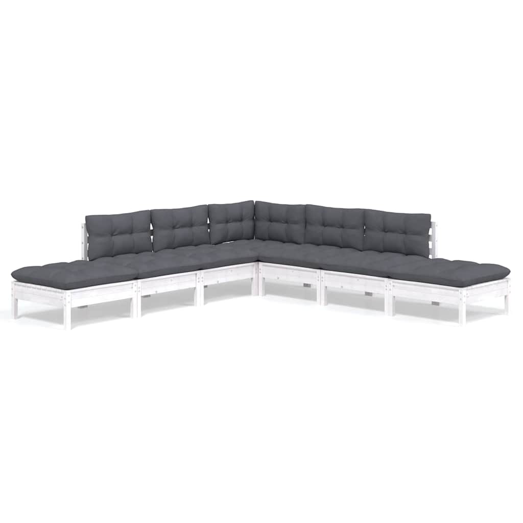 vidaXL 7-delige Loungeset met grijze kussens grenenhout