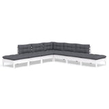 vidaXL 7-delige Loungeset met grijze kussens grenenhout