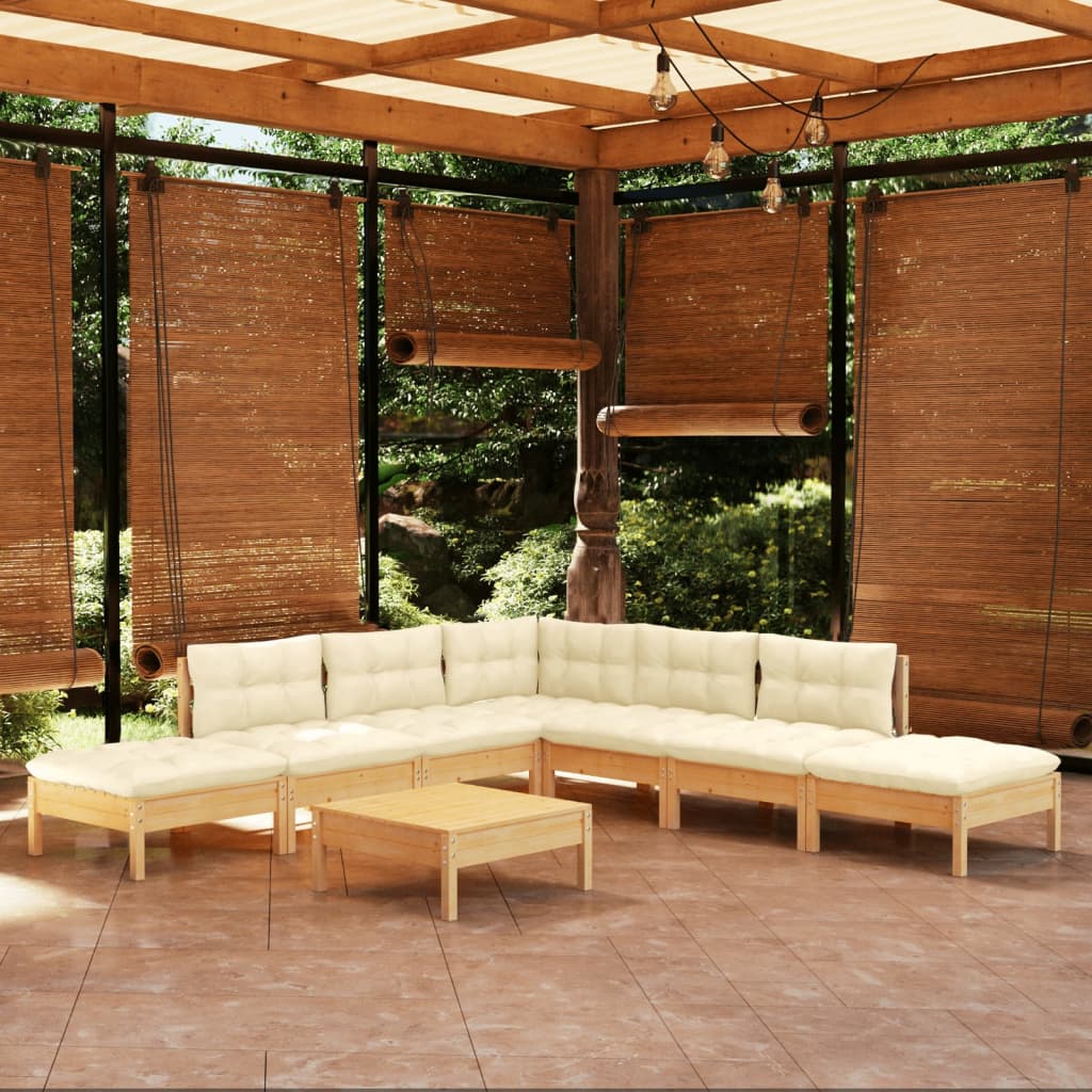 vidaXL 8-delige Loungeset met grijze kussens grenenhout
