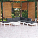 vidaXL 8-delige Loungeset met grijze kussens grenenhout