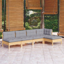 vidaXL 5-delige Loungeset met grijze kussens grenenhout
