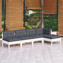 vidaXL 5-delige Loungeset met grijze kussens grenenhout