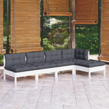 vidaXL 5-delige Loungeset met grijze kussens grenenhout
