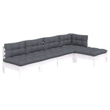 vidaXL 5-delige Loungeset met grijze kussens grenenhout