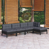 vidaXL 5-delige Loungeset met grijze kussens grenenhout