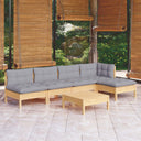 vidaXL 6-delige Loungeset met grijze kussens grenenhout