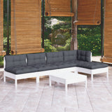 vidaXL 6-delige Loungeset met grijze kussens grenenhout
