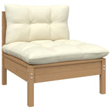 vidaXL 4-delige Loungeset met grijze kussens grenenhout