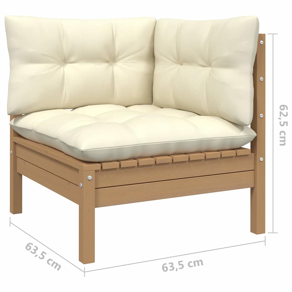 vidaXL 4-delige Loungeset met grijze kussens grenenhout