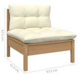 vidaXL 4-delige Loungeset met grijze kussens grenenhout