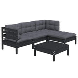 vidaXL 5-delige Loungeset met grijze kussens grenenhout