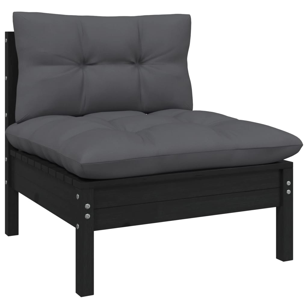 vidaXL 5-delige Loungeset met grijze kussens grenenhout