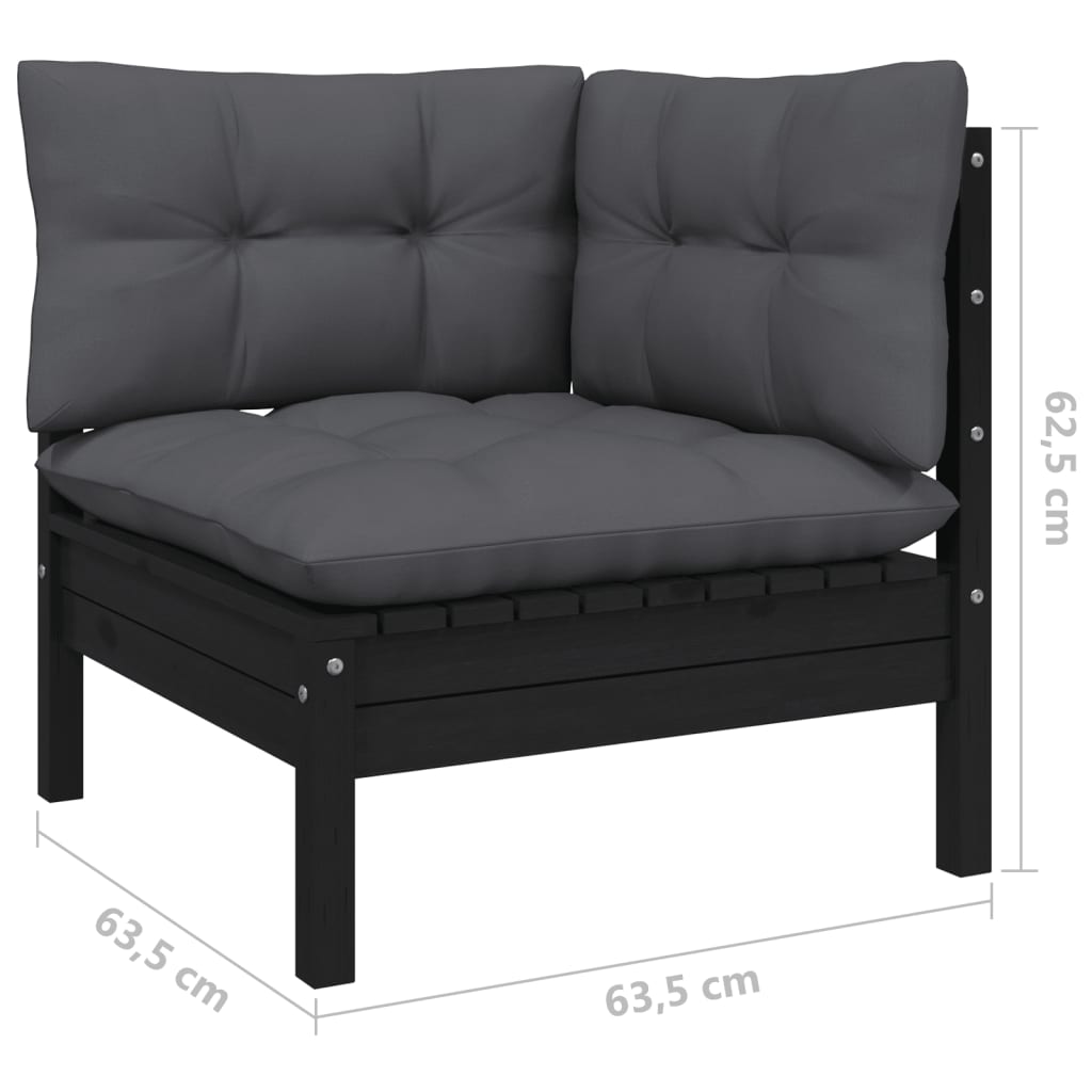 vidaXL 5-delige Loungeset met grijze kussens grenenhout