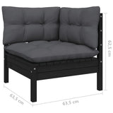 vidaXL 5-delige Loungeset met grijze kussens grenenhout