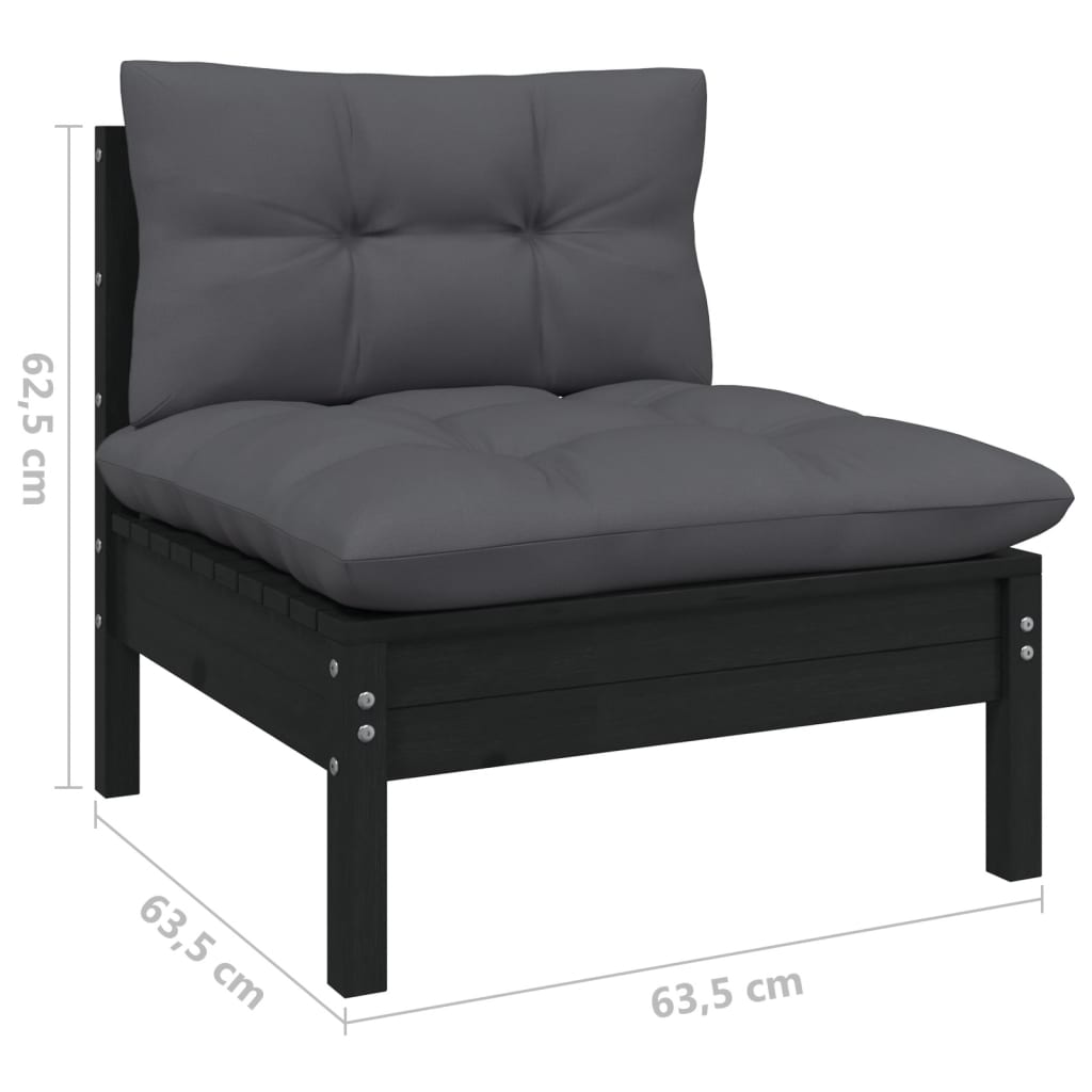 vidaXL 5-delige Loungeset met grijze kussens grenenhout