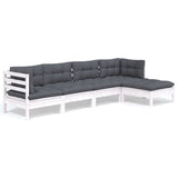 vidaXL 5-delige Loungeset met grijze kussens grenenhout