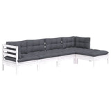 vidaXL 5-delige Loungeset met grijze kussens grenenhout