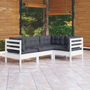 vidaXL 4-delige Loungeset met grijze kussens grenenhout