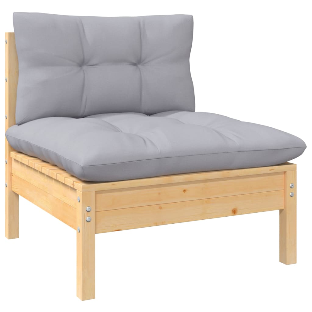 vidaXL 5-delige Loungeset met grijze kussens grenenhout