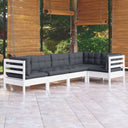 vidaXL 5-delige Loungeset met grijze kussens grenenhout
