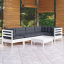 vidaXL 6-delige Loungeset met grijze kussens grenenhout