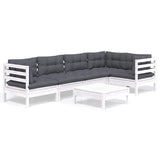 vidaXL 6-delige Loungeset met grijze kussens grenenhout