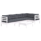 vidaXL 6-delige Loungeset met grijze kussens grenenhout