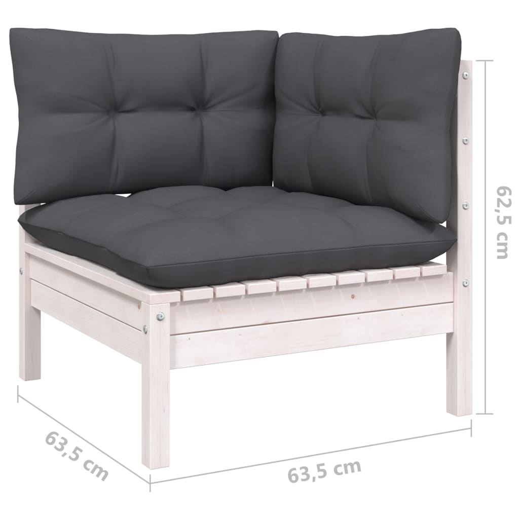 vidaXL 6-delige Loungeset met grijze kussens grenenhout