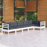 vidaXL 6-delige Loungeset met grijze kussens grenenhout