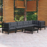 vidaXL 7-delige Loungeset met grijze kussens grenenhout
