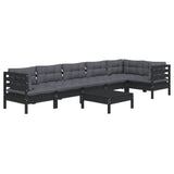 vidaXL 7-delige Loungeset met grijze kussens grenenhout
