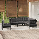 vidaXL 5-delige Loungeset met grijze kussens grenenhout